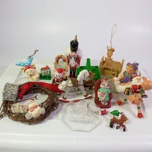 Vintage Christmas Ornaments Set Festive‎ Holiday Tree Retro Home Decor